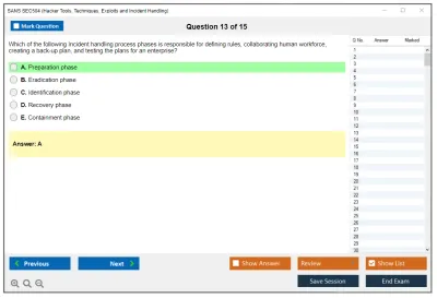 SANS SEC504 Hacker Tools, Techniques, Exploits and Incident Handling Practice test exam simulator test engine exam Prep practice test questions answers Image 13