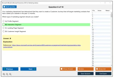 Microsoft MB-220 Microsoft Dynamics 365 Customer Insights (Journeys) Functional Consultant Practice test exam simulator test engine exam Prep practice test questions answers Image 8