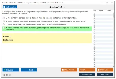 Oracle 1z0-1034-22 Oracle B2C Service Integration and Development 2022 Implementation Professional Practice test exam simulator test engine exam Prep practice test questions answers Image 7