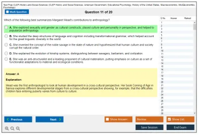 Test Prep CLEP-History-and-Social-Sciences CLEP History and Social Sciences: American Government, Educational Psychology, History of the United States, Macroeconomics, Microeconomics, Psychology Practice test exam simulator test engine exam Prep practice test questions answers Image 11