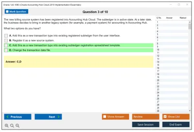 Oracle 1z0-1060 Oracle Accounting Hub Cloud 2019 Implementation Essentials Practice test exam simulator test engine exam Prep practice test questions answers Image 3