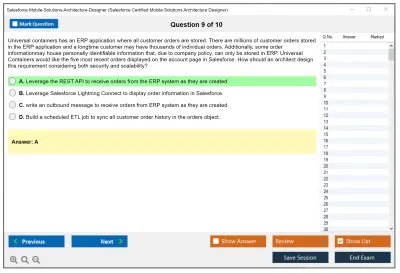 Salesforce Mobile-Solutions-Architecture-Designer Salesforce Certified Mobile Solutions Architecture Designer Practice test exam simulator test engine exam Prep practice test questions answers Image 9