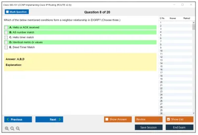Cisco 300-101 CCNP Implementing Cisco IP Routing (ROUTE v2.0) Practice test exam simulator test engine exam Prep practice test questions answers Image 8