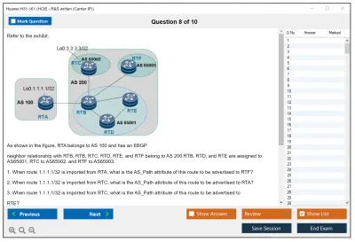 Huawei H31-161 HCIE - R&amp;S written (Carrier IP) Practice test exam simulator test engine exam Prep practice test questions answers Image 8