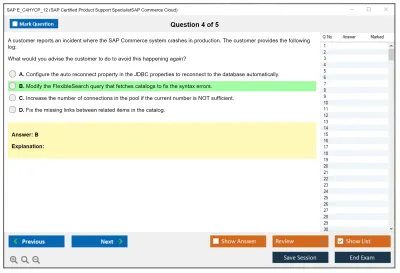 SAP E_C4HYCP_12 SAP Certified Product Support SpecialistSAP Commerce Cloud Practice test exam simulator test engine exam Prep practice test questions answers Image 4