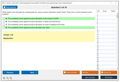 SAP C_S4CSC_2302 SAP Certified Application AssociateSAP S/4HANA Cloud (public)Supply Chain Implementation Practice test exam simulator test engine exam Prep practice test questions answers Image 2