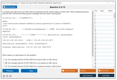 Avaya 7241X Avaya Equinox™ Solution with Avaya AuraÂ® Collaboration Applications Support Exam Practice test exam simulator test engine exam Prep practice test questions answers Image 6