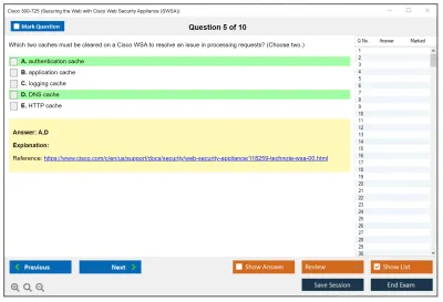 Cisco 300-725 Securing the Web with Cisco Web Security Appliance (300-725 SWSA) Practice test exam simulator test engine exam Prep practice test questions answers Image 5