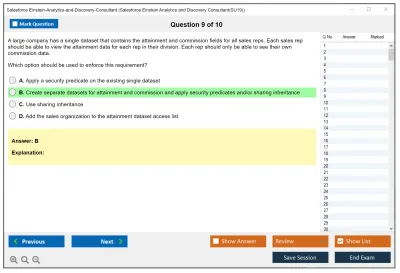Salesforce Einstein-Analytics-and-Discovery-Consultant Salesforce Einstein Analytics and Discovery Consultant Practice test exam simulator test engine exam Prep practice test questions answers Image 9