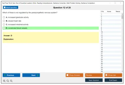 Test Prep TEAS-Test Test of Essential Academic Skills: Reading Comprehension, Sentence Correction, Math Problem Solving, Sentence Completion Practice test exam simulator test engine exam Prep practice test questions answers Image 12