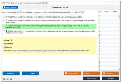 IAPP CIPP-C Certified Information Privacy Professional/ Canada (CIPP/C) Practice test exam simulator test engine exam Prep practice test questions answers Image 2
