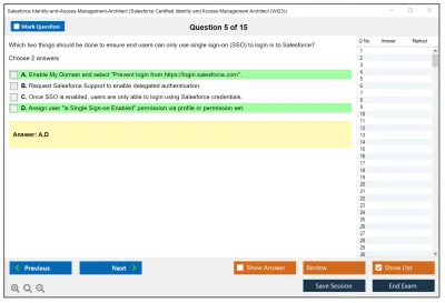 Salesforce Identity-and-Access-Management-Architect Salesforce Certified Identity and Access Management Architect Practice test exam simulator test engine exam Prep practice test questions answers Image 5