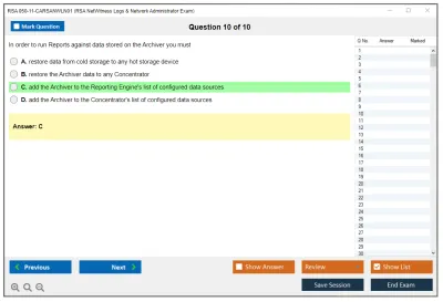 RSA 050-11-CARSANWLN01 RSA NetWitness Logs & Network Administrator Exam Practice test exam simulator test engine exam Prep practice test questions answers Image 10