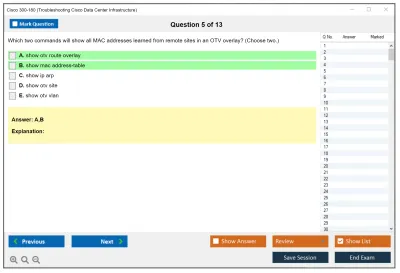 Cisco 300-180 Troubleshooting Cisco Data Center Infrastructure Practice test exam simulator test engine exam Prep practice test questions answers Image 5