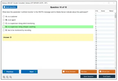 Genesys GE0-807 System Consultant, Genesys SIP SERVER (GCP8 - SIP) Practice test exam simulator test engine exam Prep practice test questions answers Image 10
