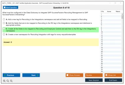 SAP C_THR91_1811 SAP Certified Application Associate - SAP SuccessFactors Onboarding 1.0 Q4/2018 Practice test exam simulator test engine exam Prep practice test questions answers Image 6