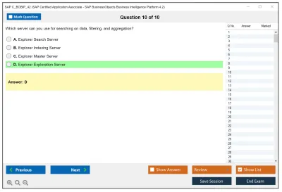 SAP C_BOBIP_42 SAP Certified Application Associate - SAP BusinessObjects Business Intelligence Platform 4.2 Practice test exam simulator test engine exam Prep practice test questions answers Image 10