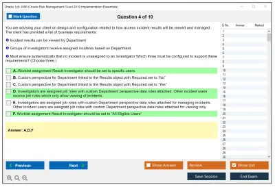 Oracle 1z0-1058 Oracle Risk Management Cloud 2019 Implementation Essentials Practice test exam simulator test engine exam Prep practice test questions answers Image 4