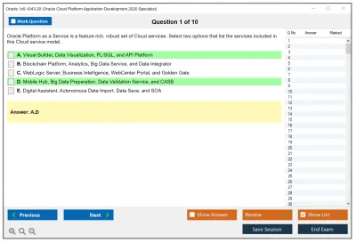 Oracle 1z0-1043-20 Oracle Cloud Platform Application Development 2020 Specialist Practice test exam simulator test engine exam Prep practice test questions answers Image 1