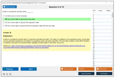 Oracle 1z0-435 Oracle Business Process Management Suite 12c Essentials Practice test exam simulator test engine exam Prep practice test questions answers Image 9