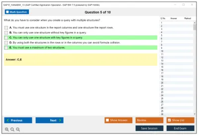 SAP E_HANABW_13 SAP Certified Application Specialist - SAP BW 7.5 powered by SAP HANA Practice test exam simulator test engine exam Prep practice test questions answers Image 5