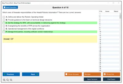 Blue Prism ARA01 Blue Prism Accredited ROM Architect Exam Practice test exam simulator test engine exam Prep practice test questions answers Image 4