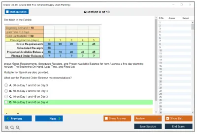 Oracle 1z0-244 Oracle EBS R12: Advanced Supply Chain Planning Practice test exam simulator test engine exam Prep practice test questions answers Image 8