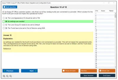 Avaya 77200X Avaya IP Office Platform Basic Integration and Configuration Exam Practice test exam simulator test engine exam Prep practice test questions answers Image 10
