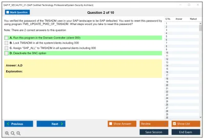 SAP P_SECAUTH_21 SAP Certified Technology ProfessionalSystem Security Architect Practice test exam simulator test engine exam Prep practice test questions answers Image 2