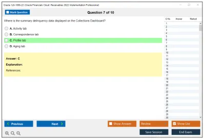 Oracle 1z0-1056-22 Oracle Financials Cloud: Receivables 2022 Implementation Professional Practice test exam simulator test engine exam Prep practice test questions answers Image 7