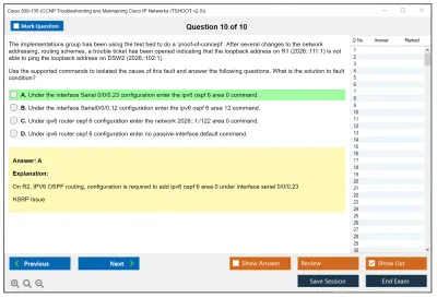 Cisco 300-135 CCNP Troubleshooting and Maintaining Cisco IP Networks (TSHOOT v2.0) Practice test exam simulator test engine exam Prep practice test questions answers Image 10