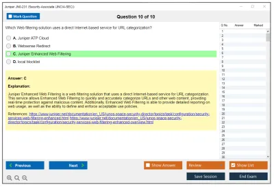 Juniper JN0-231 Security-Associate (JNCIA-SEC) Practice test exam simulator test engine exam Prep practice test questions answers Image 10