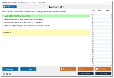EMC DEA-2TT3 Associate - Cloud Infrastructure and Services v.3 Exam Practice test exam simulator test engine exam Prep practice test questions answers Image 10