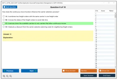 SAP C_S4TM_2020 SAP Certified Associate - Transportation Management in SAP S/4HANA Practice test exam simulator test engine exam Prep practice test questions answers Image 8
