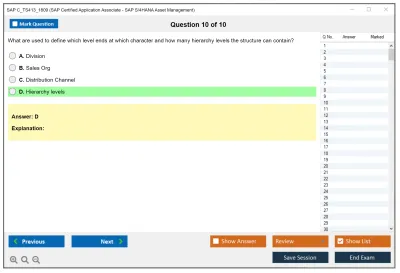 SAP C_TS413_1809 SAP Certified Application Associate - SAP S/4HANA Asset Management Practice test exam simulator test engine exam Prep practice test questions answers Image 10