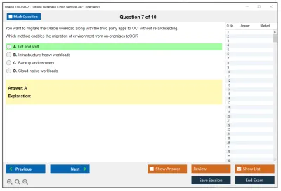 Oracle 1z0-998-21 Oracle Database Cloud Service 2021 Specialist Practice test exam simulator test engine exam Prep practice test questions answers Image 7