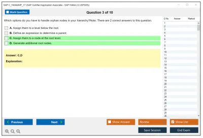 SAP C_HANAIMP_17 SAP Certified Application Associate - SAP HANA 2.0 (SPS05) Practice test exam simulator test engine exam Prep practice test questions answers Image 3