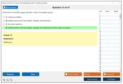 Oracle 1z0-1072-21 Oracle Cloud Infrastructure 2021 Architect Associate Practice test exam simulator test engine exam Prep practice test questions answers Image 13