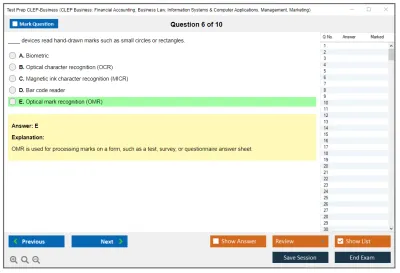 Test Prep CLEP-Business CLEP Business: Financial Accounting, Business Law, Information Systems & Computer Applications, Management, Marketing Practice test exam simulator test engine exam Prep practice test questions answers Image 6