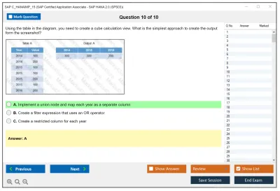 SAP C_HANAIMP_15 SAP Certified Application Associate - SAP HANA 2.0 (SPS03) Practice test exam simulator test engine exam Prep practice test questions answers Image 10