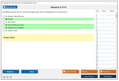 Snowflake COF-R02 SnowPro Core Recertification Exam Practice test exam simulator test engine exam Prep practice test questions answers Image 2