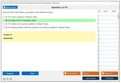 Oracle 1z0-1045-22 Oracle Warehouse Management Cloud 2022 Implementation Professional Practice test exam simulator test engine exam Prep practice test questions answers Image 7