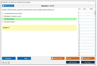 McAfee MA0-104 Intel Security Certified Product Specialist Practice test exam simulator test engine exam Prep practice test questions answers Image 1