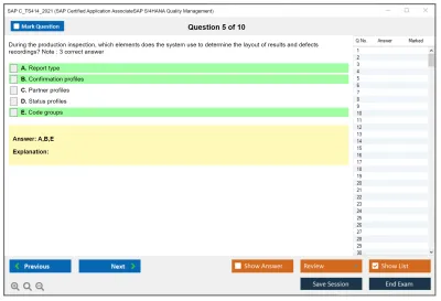 SAP C_TS414_2021 SAP Certified Application AssociateSAP S/4HANA Quality Management Practice test exam simulator test engine exam Prep practice test questions answers Image 5