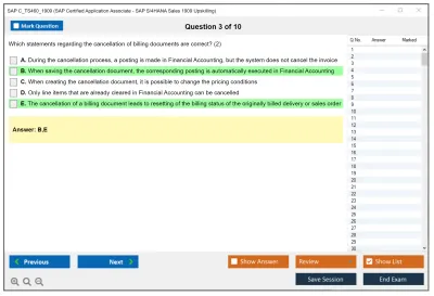 SAP C_TS460_1909 SAP Certified Application Associate - SAP S/4HANA Sales 1909 Upskilling Practice test exam simulator test engine exam Prep practice test questions answers Image 3