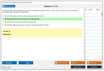 HDI HD0-400 HDI Qualified Customer Support Specialist Practice test exam simulator test engine exam Prep practice test questions answers Image 1