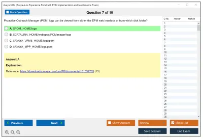 Avaya 3314 Avaya Aura Experience Portal with POM Implementation and Maintenance Exam Practice test exam simulator test engine exam Prep practice test questions answers Image 7