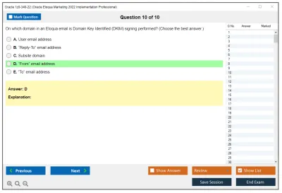 Oracle 1z0-340-22 Oracle Eloqua Marketing 2022 Implementation Professional Practice test exam simulator test engine exam Prep practice test questions answers Image 10
