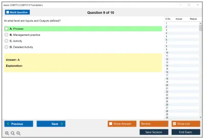 Isaca COBIT5 COBIT 5 Foundation Exam Practice test exam simulator test engine exam Prep practice test questions answers Image 9