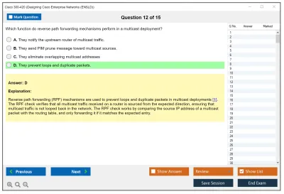Cisco 300-420 Designing Cisco Enterprise Networks (ENSLD) Practice test exam simulator test engine exam Prep practice test questions answers Image 12